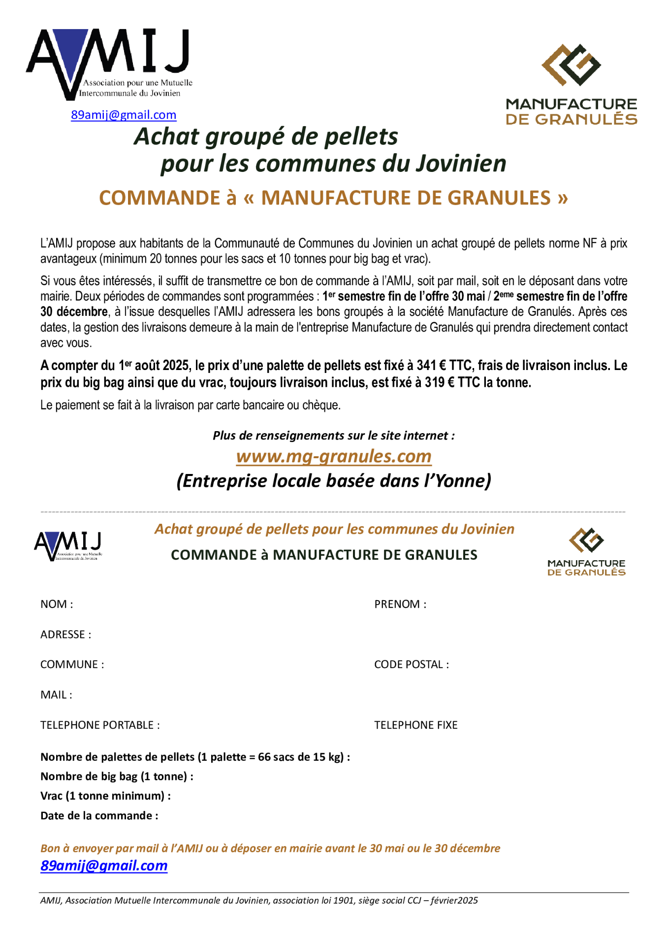 Affiche de l'évènement et bon de commande